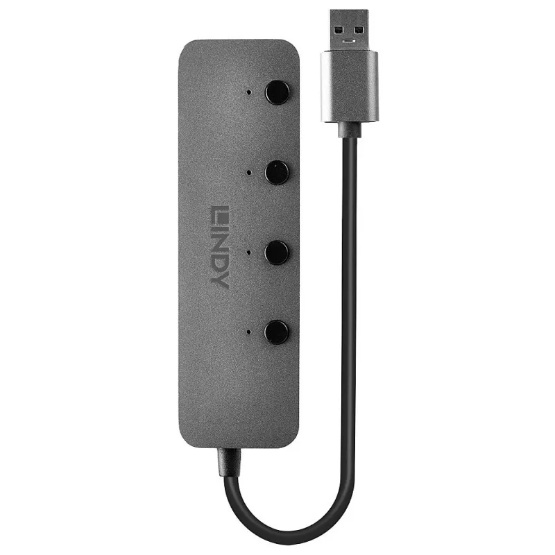 Lindy 4-porttinen USB 3.0 -keskitin virtakytkimillä