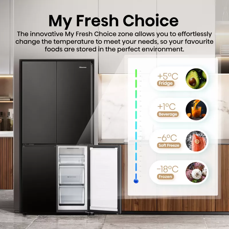 Hisense RQ5P470SAFD vapaasti seisova 483 L musta, ruostumaton teräs