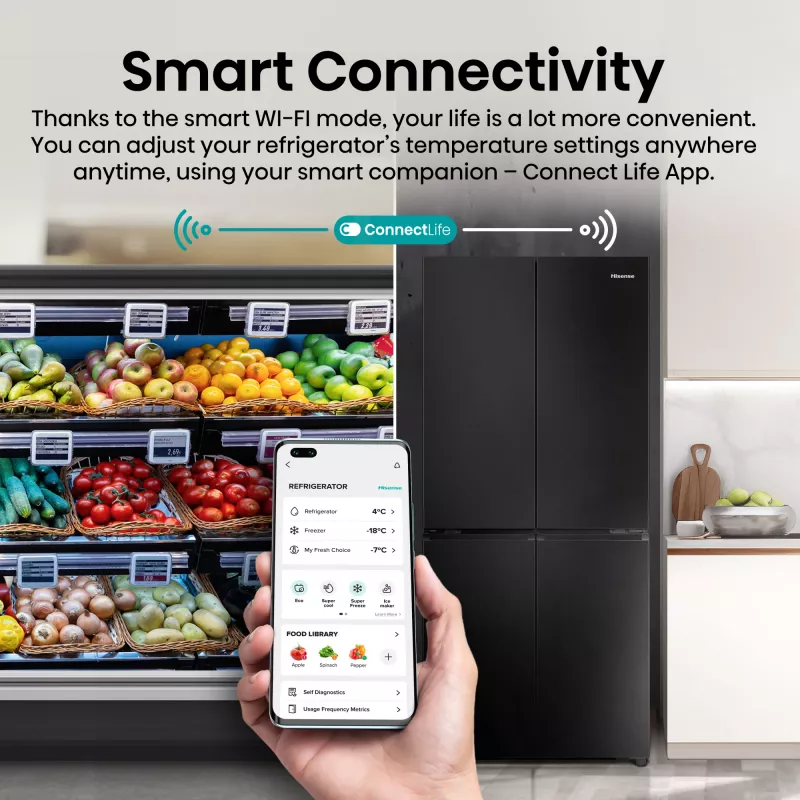 Hisense RQ5P470SAFD vapaasti seisova 483 L musta, ruostumaton teräs