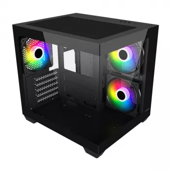Fortron FSP Geh Mini S140 BA micro-ATX / M-ITX PC-kotelo, ARGB, musta