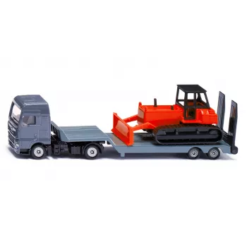 Siku MAN kuorma-auto puskutraktorilla, kuorma-auto/perävaunu-malli, 1:87, MAN, harmaa, punainen, Kiina