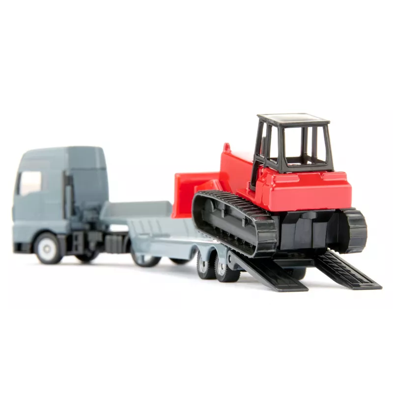 Siku MAN kuorma-auto puskutraktorilla, kuorma-auto/perävaunu-malli, 1:87, MAN, harmaa, punainen, Kiina