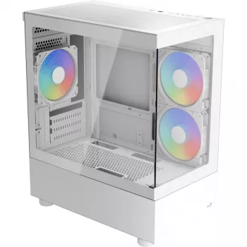 Tower-PC-kotelo AEROCOOL Viewport Mini-G-WT-v4 ARGB kahdella karkaistulla lasipaneelilla, valkoinen