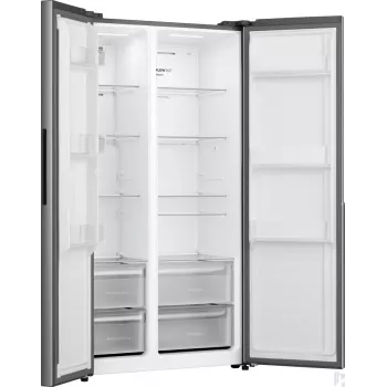 Gorenje Side by Side NRS917E41X SI, vapaasti seisova, American Door, harmaa, 2 ovea, kosketus, LED