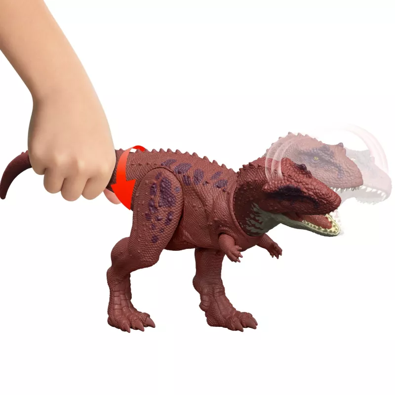Jurassic World Rebirth Wild Roar Aucasaurus dinosaurusten lelu, hännällä ohjattava hyökkäyspurema & ääni