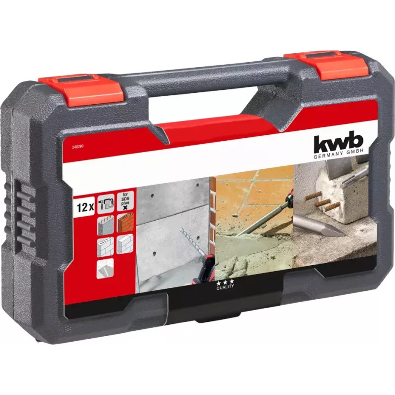 KWB 240290 SDS-plus taltta- ja poranterasarja, 12 kpl, 5-16 mm