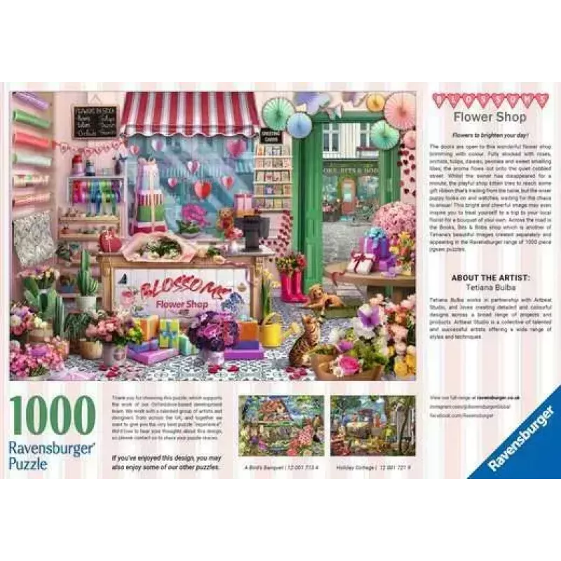 Palapeli Ravensburger Blossoms Flower Shop 1000 palaa, 700 mm leveä
