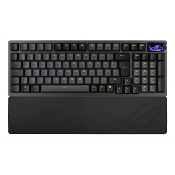 Mekaaninen pelinäppäimistö ASUS ROG Azoth 96 HE — 96 % QWERTZ, USB + RF Wireless + Bluetooth, magneettis-mekaaniset kytkimet, RGB, musta