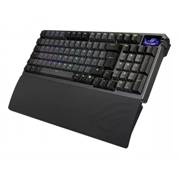 Mekaaninen pelinäppäimistö ASUS ROG Azoth 96 HE — 96 % QWERTZ, USB + RF Wireless + Bluetooth, magneettis-mekaaniset kytkimet, RGB, musta