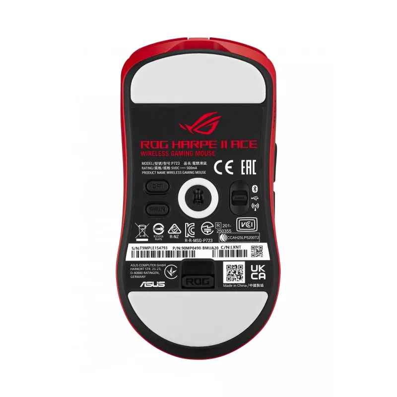 ASUS ROG Harpe II Ace RED hiiri pelikäyttöön oikeakätisille RF Wireless + Bluetooth + USB Type-A optinen 42 000 DPI