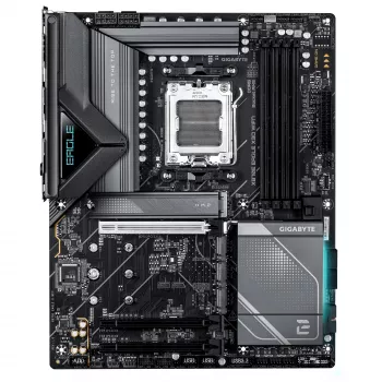GIGABYTE X870E EAGLE X3D WIFI7 -emolevy - tukee AMD Ryzen 9000 -suorittimia, 14+2+2 vaiheen digitaalinen VRM, jopa 9000Hz DDR5 (OC), 1xPCIe 5.0 + 3xPCIe 4.0, Wi-Fi 7, 5GbE LAN, USB 4