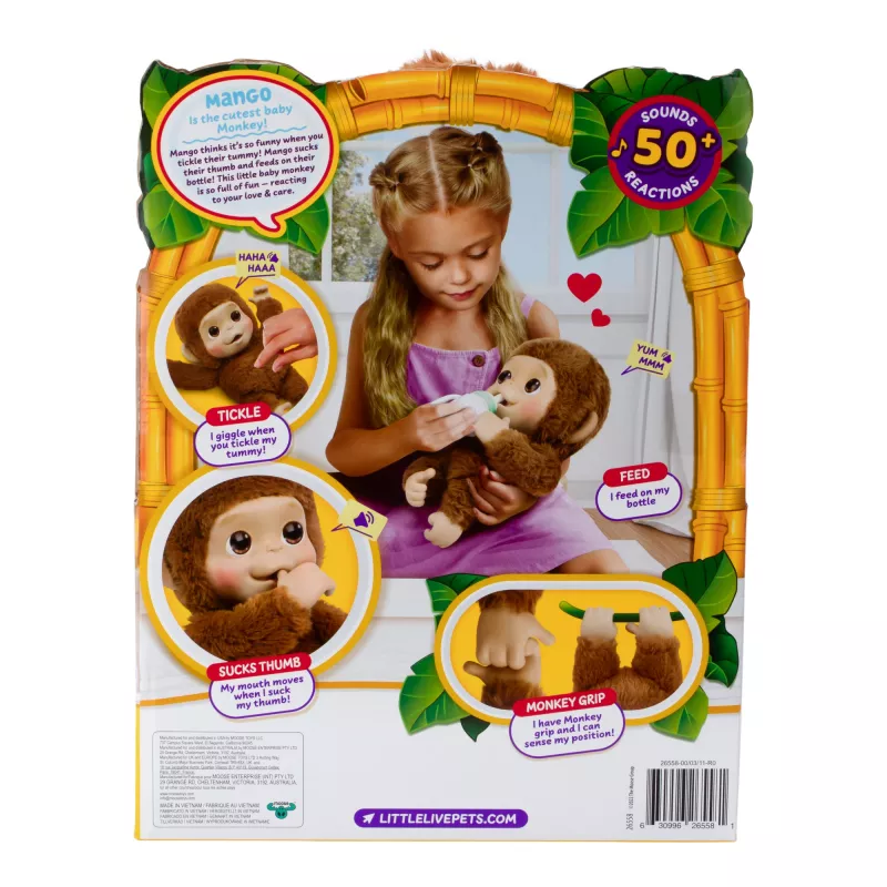 Moose Toys My Baby Monkey Mango, poika/tyttö, 4 vuotta, valotehosteet, äänellä
