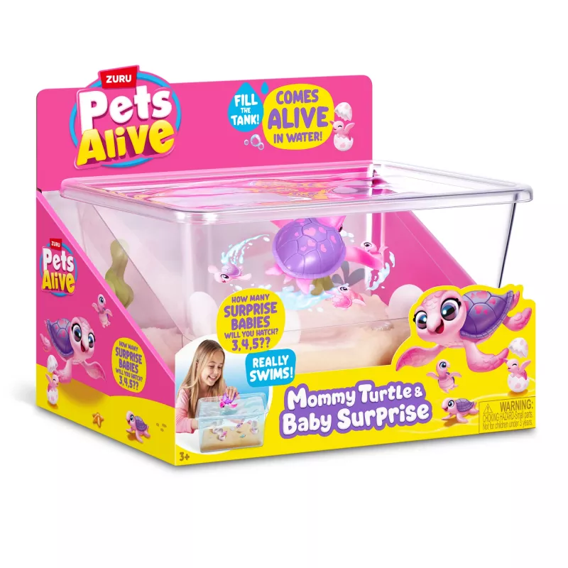 Zuru Pets Alive Mommy Turtle Surprise interaktiivinen lelu, monivärinen, LR44-paristo