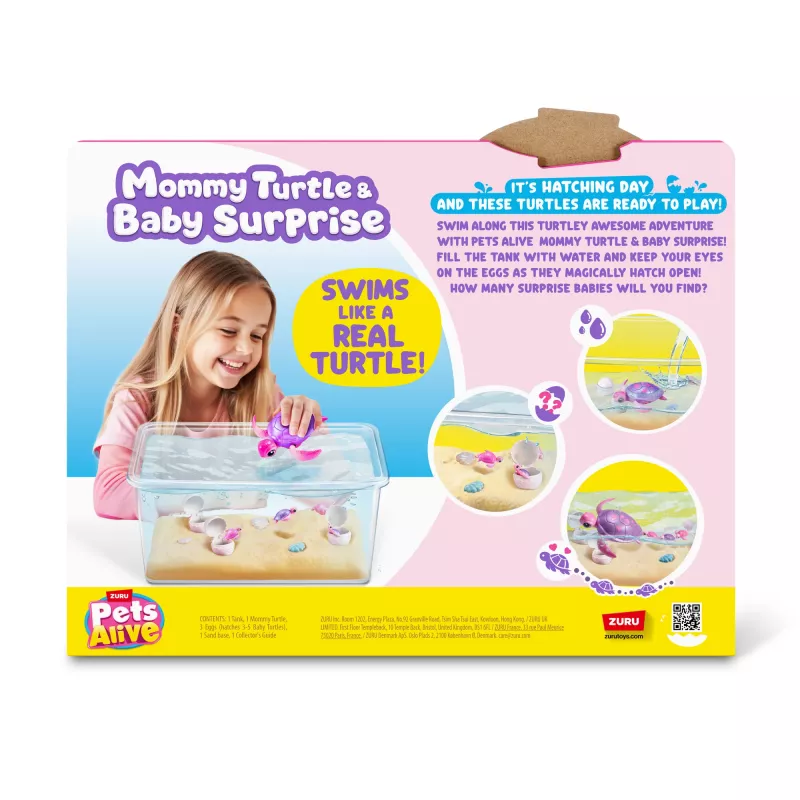 Zuru Pets Alive Mommy Turtle Surprise interaktiivinen lelu, monivärinen, LR44-paristo