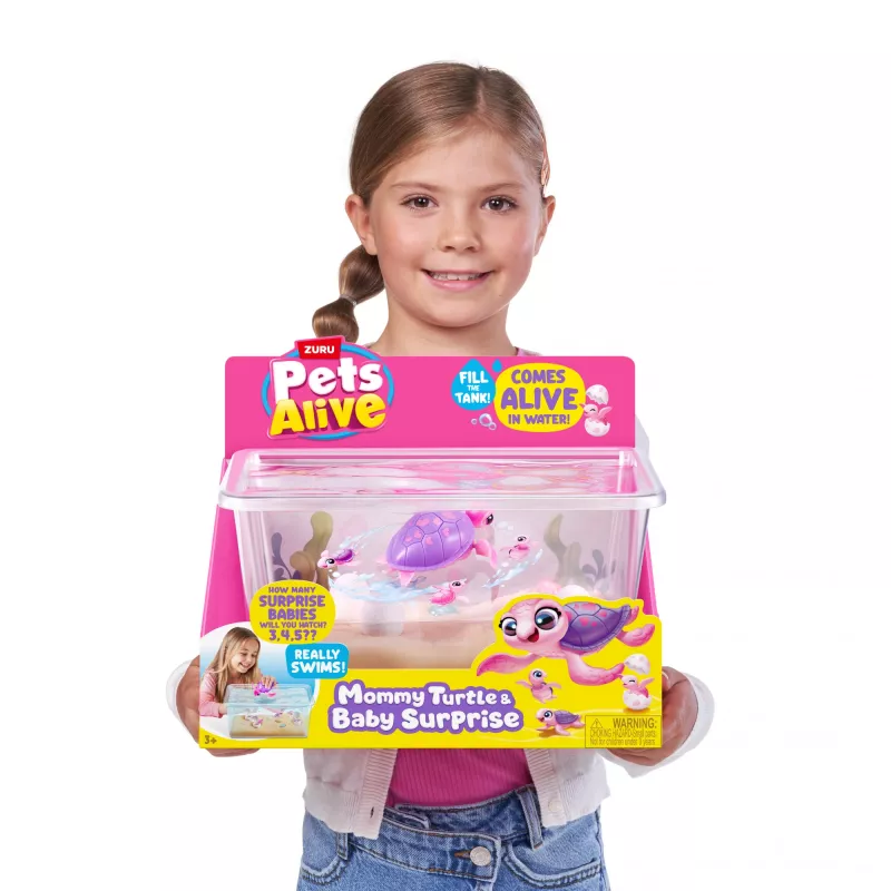 Zuru Pets Alive Mommy Turtle Surprise interaktiivinen lelu, monivärinen, LR44-paristo