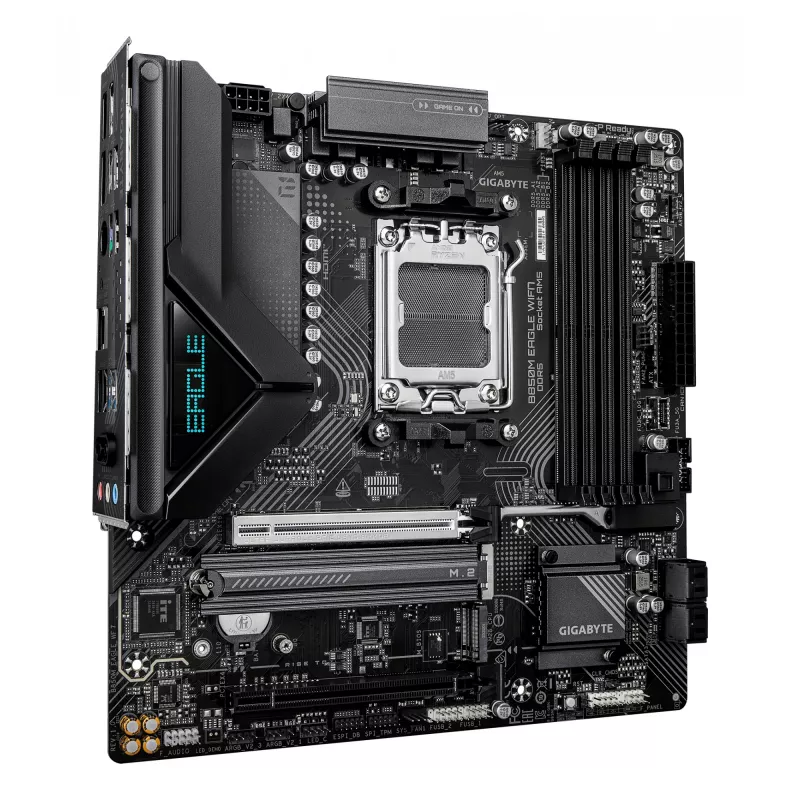 Emolevy GIGABYTE B850M EAGLE WIFI7 — Micro ATX, Socket AM5, AMD B850, DDR5 jopa 8200 MHz (O.C.), 4 DIMM, PCIe 5.0, Wi‑Fi 7, 2.5 GbE
