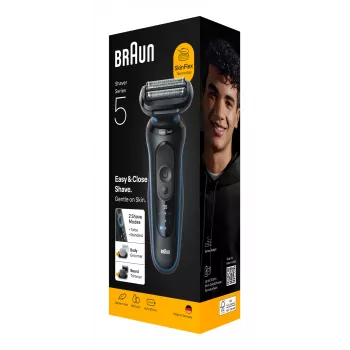 Parranajokone BRAUN Series 5 52-B1650S – 3-teräinen, Li-Ion-akku, märkä- ja kuivaparranajo, trimmeri, sininen