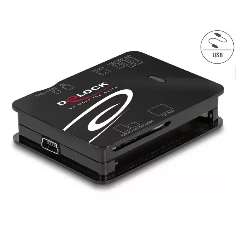 DeLOCK 91007 kortinlukija USB 2.0 musta CF MMC MS MicroSD xD
