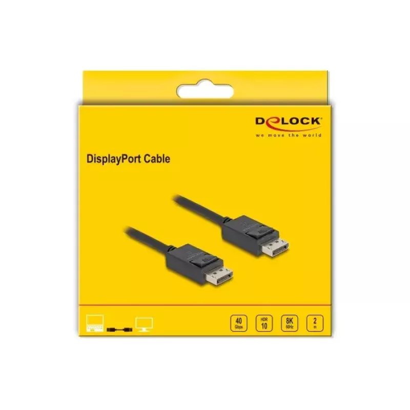DeLOCK 80493 DisplayPort-kaapeli 8K 60 Hz 40 Gbit/s 2 m