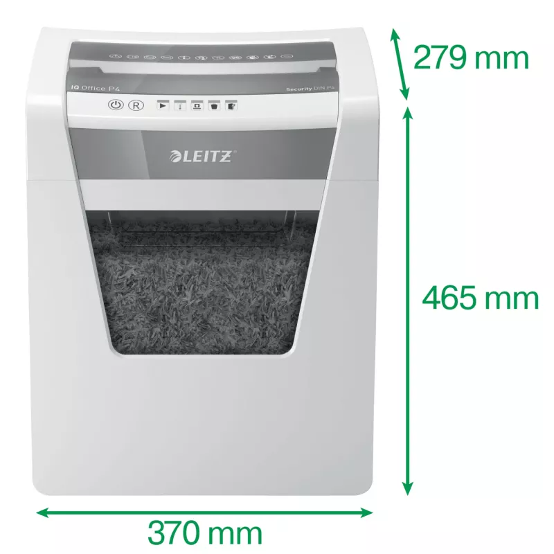 Leitz IQ Office silppuri P4, ristileikkaus, 22,3 cm, 4 x 40 mm, 23 l, 225 arkkia, 55 dB
