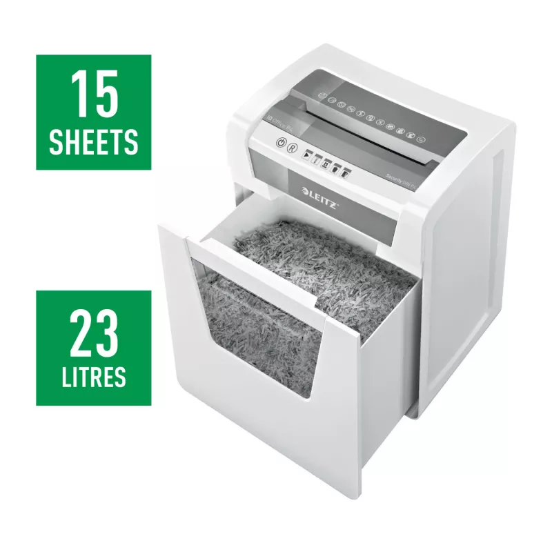 Leitz IQ Office silppuri P4, ristileikkaus, 22,3 cm, 4 x 40 mm, 23 l, 225 arkkia, 55 dB