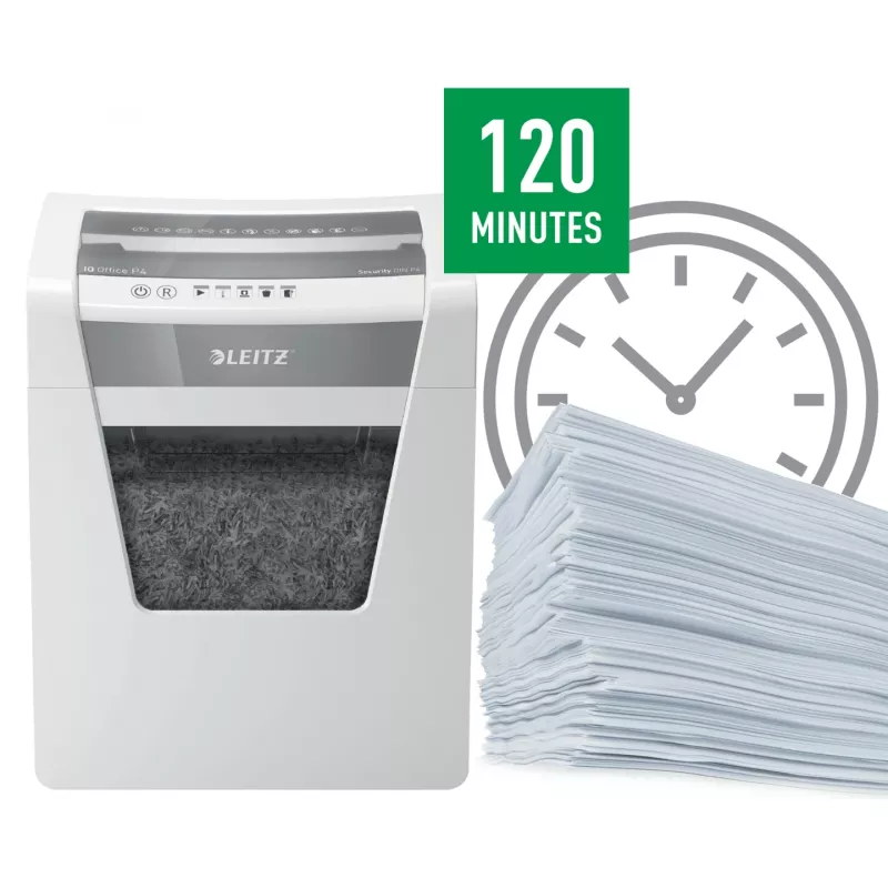 Leitz IQ Office silppuri P4, ristileikkaus, 22,3 cm, 4 x 40 mm, 23 l, 225 arkkia, 55 dB