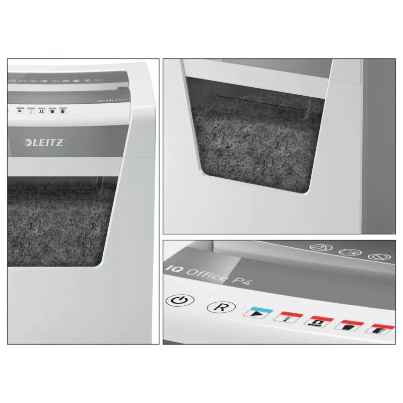 Leitz IQ Office silppuri P4, ristileikkaus, 22,3 cm, 4 x 40 mm, 23 l, 225 arkkia, 55 dB