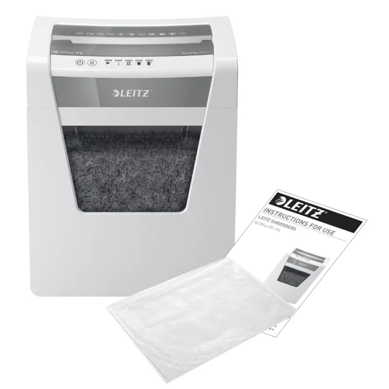 Leitz IQ Office silppuri P4, ristileikkaus, 22,3 cm, 4 x 40 mm, 23 l, 225 arkkia, 55 dB