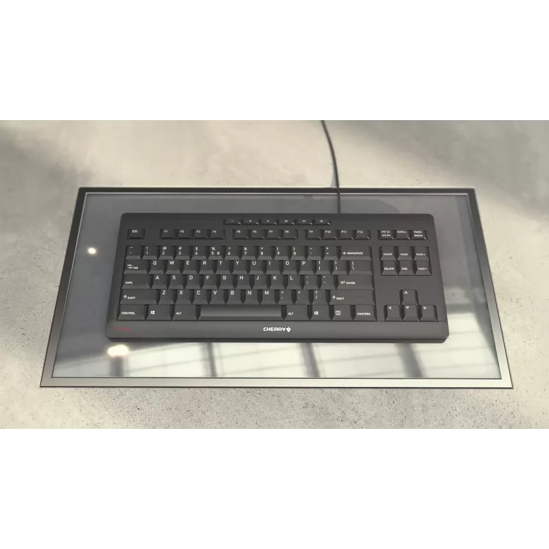 CHERRY STREAM KEYBOARD TKL, langallinen USB, US-asettelu euro-merkillä, vaaleanharmaa (JK-8600EU-0)