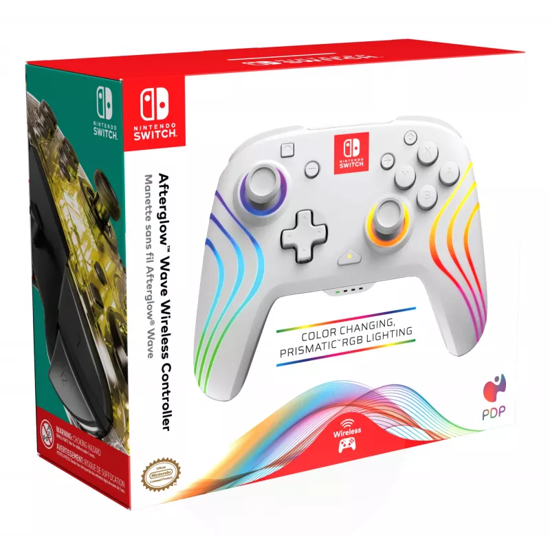 PDP Afterglow Wave valkoinen peliohjain analoginen / digitaalinen Nintendo Switch, Nintendo Switch OLED