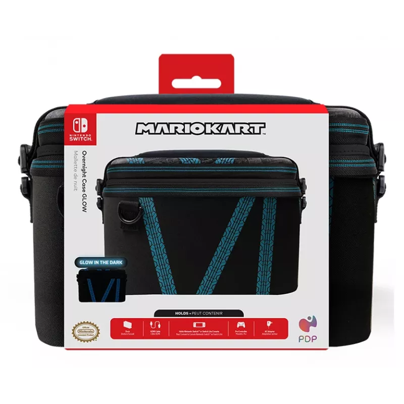 PDP Nintendo Switch Kart Drift Overnight Case GLOW kova kotelo musta sininen