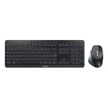 CHERRY Stream Desktop Ultimate näppäimistö ja hiiri, kotitoimistokäyttöön, USB + RF langaton + Bluetooth AZERTY ranska musta