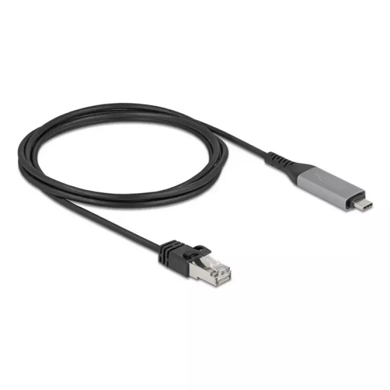 USB Type-C - RJ45 Gigabit Ethernet -kaapeli DELOCK 2 m Cat6 antrasiitti/musta