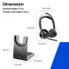 HP Poly Voyager Focus 2-M USB-C-C kuulokemikrofoni USB-C/A sovitin latausteline