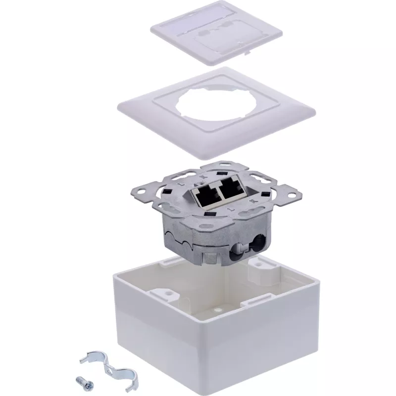 Verkkopistorasia InLine 76842A 2 x RJ-45 valkoinen verkkokaapeli Cat 6a