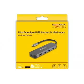 DeLOCK 64171 kannettavan telakka USB 3.2 Gen 1 Type-C 85W harmaa
