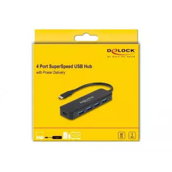 DeLOCK 64170 USB 3.2 Gen 1 Type-C -keskitin 5000 Mbit/s musta