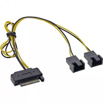 InLine SATA-Y-virtakaapeli SATA-liitin / 2x tuuletin 2-pin-liitin 0,30 m