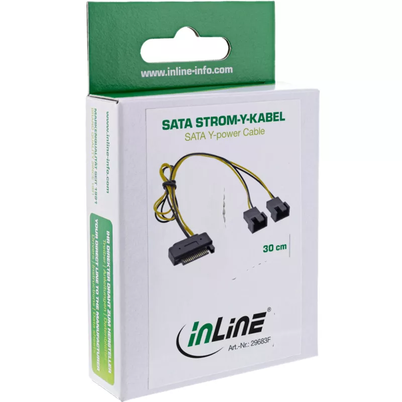 InLine SATA-Y-virtakaapeli SATA-liitin / 2x tuuletin 2-pin-liitin 0,30 m