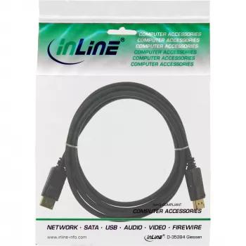 DisplayPort-kaapeli InLine 15355, 0,5 m, DisplayPort–DisplayPort, musta, 6 mm