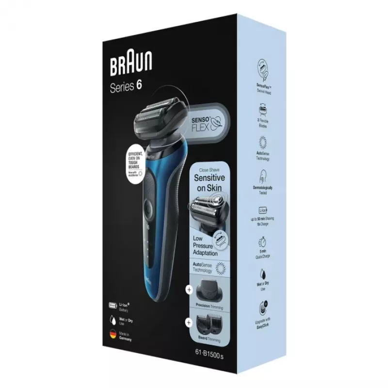Braun Series 6 61-B1500s kalvosuunnittelukone trimmeri sininen
