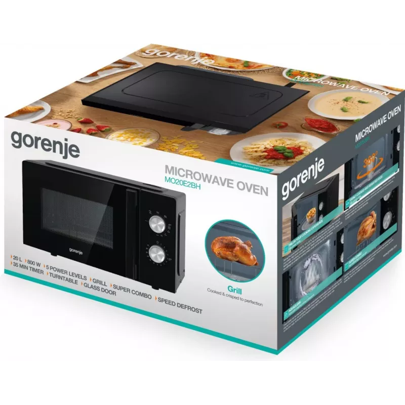 Gorenje MO20E2BH musta grillimikroaaltouuni pöytämalli 20 L 800 W