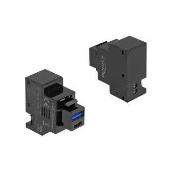 DELOCK Keystone-moduuli 41482 USB-C- ja USB-A-liitännöillä, matala, musta