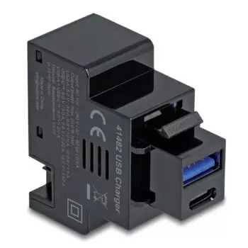 DELOCK Keystone-moduuli 41482 USB-C- ja USB-A-liitännöillä, matala, musta
