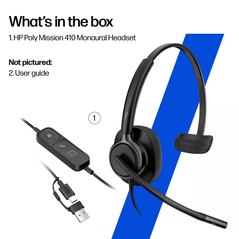 Johdollinen stereo-headset HP Poly Mission 425 Classic USB, over-ear, 126 g