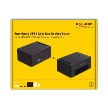 HDD/SSD-kotelo DeLOCK 64187 musta 2,5/3,5 tuumaa 5 Gbit/s