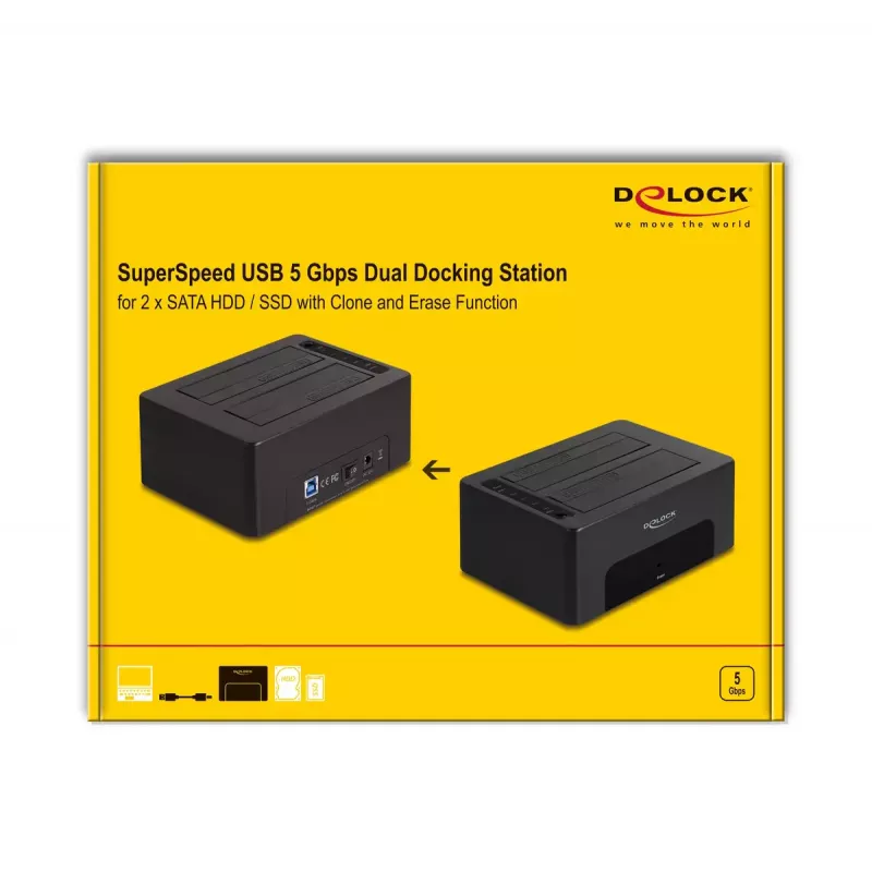 HDD/SSD-kotelo DeLOCK 64187 musta 2,5/3,5 tuumaa 5 Gbit/s