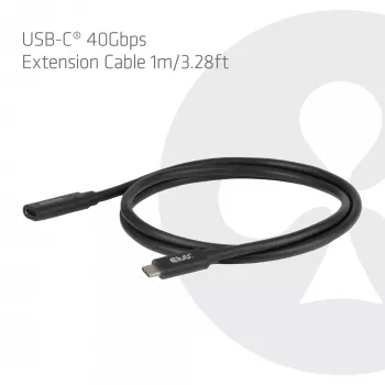 USB-C 40Gbps jatkokaapeli 1 m — club 3d, USB C - USB C, musta