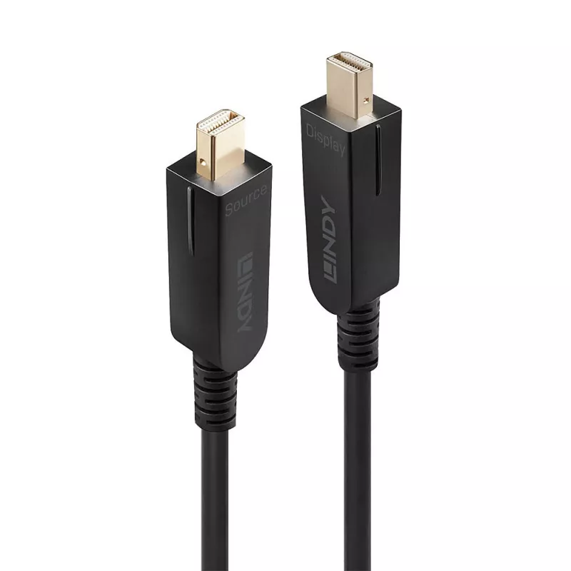 Lindy 30 m kuitu-hybridi Mini-DisplayPort-1.4-kaapeli irrotettavilla DP-liittimillä