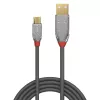 Lindy 0,5 m USB 2.0 Type-A - Micro-B -kaapeli, Cromo Line, 0,5 m, USB A, Micro-USB B, USB 2.0, 0,48 Gbit/s, harmaa